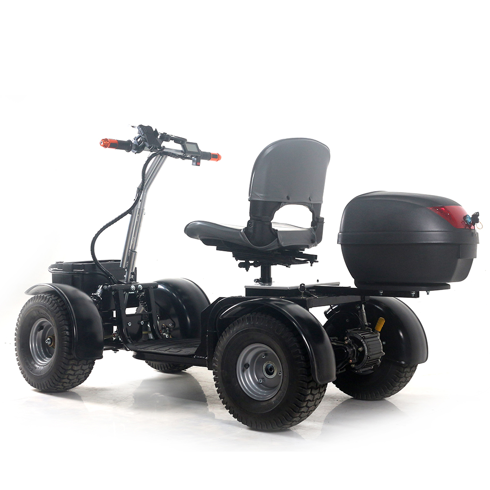 scooter elettrico personalizzato con motore brushless con porta sacca da golf con cestino