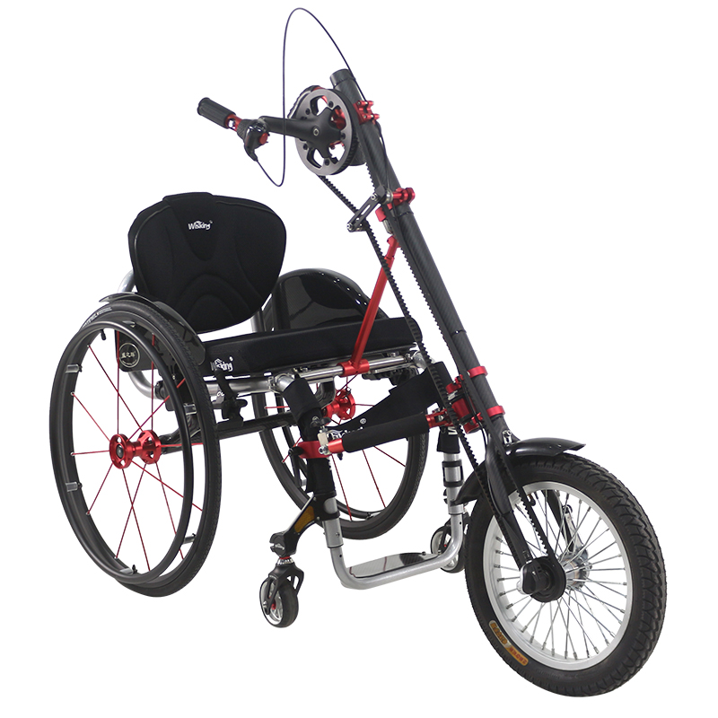 rimorchio per sedia a rotelle per disabili con spinta a mano da corsa