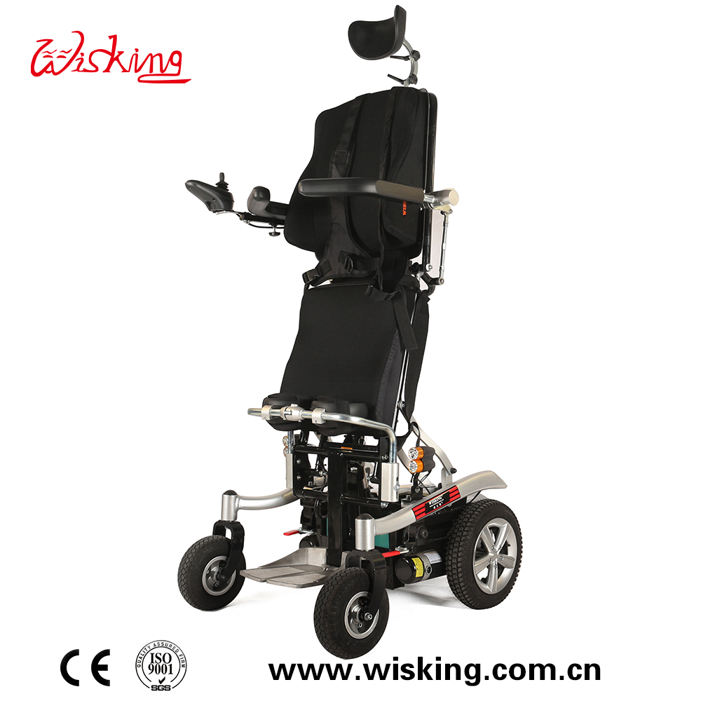 Sedia a rotelle elettrica in piedi confortevole reclinabile con schienale regolabile elettricamente per disabili